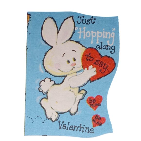🎯 Vintage Valentines Day Card, Old School, Kids Classroom Valentine, Rabbit - Picture 1 of 4